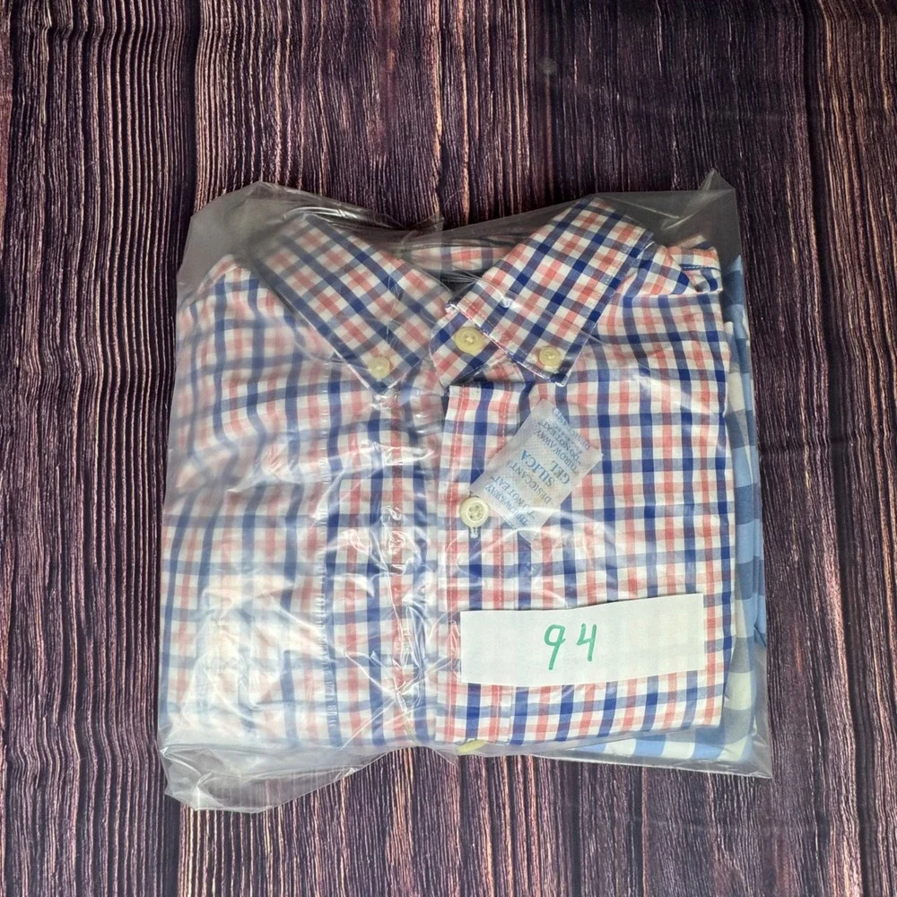 Banana Republic Camden Fit Shirt M Supima Cotton Gingham Buffalo Check Lot of 2
